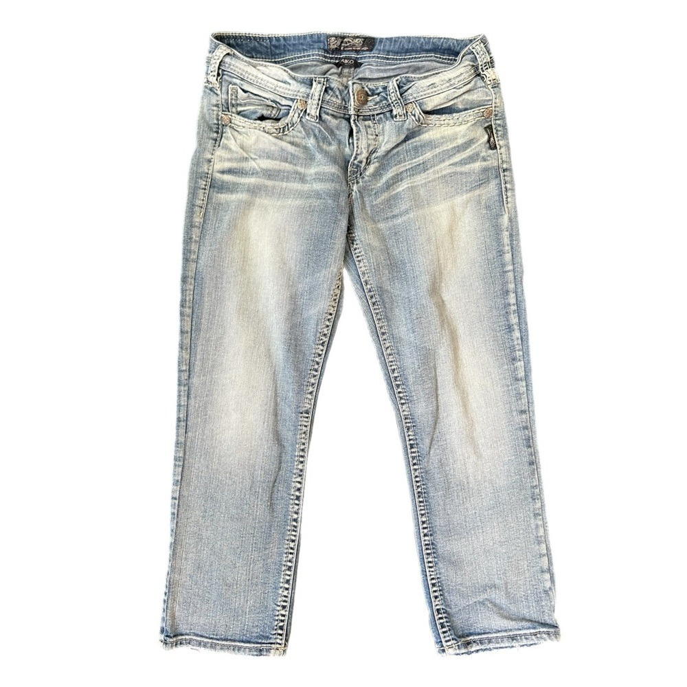 Silver Jeans Faded Light Blue Ankle Crop Jeans